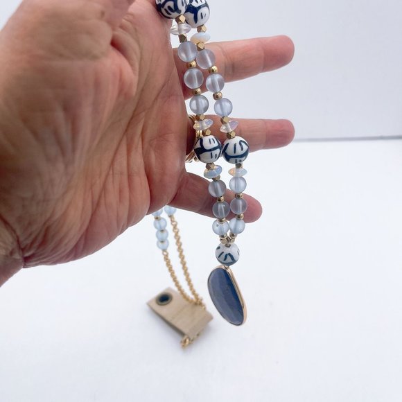 NWT Anthropologie Blue Teardrop Pendant Necklace Long - Picture 5 of 7